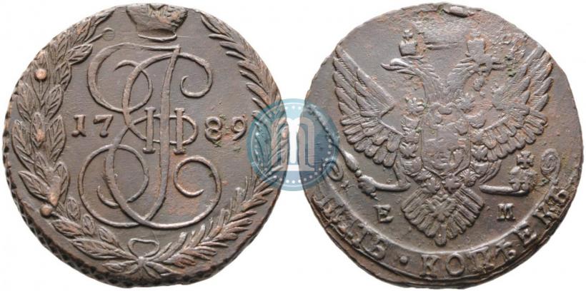 Фото 5 копеек 1789 года ЕМ 