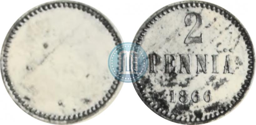 Picture 2 pennia 1866 year  "Pattern"