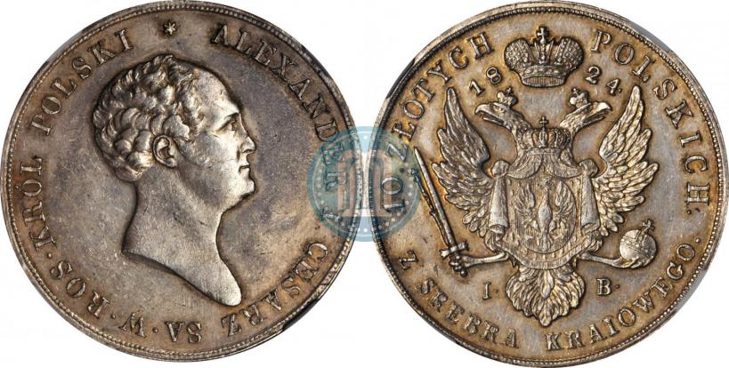 Picture 10 złotych 1824 year IB 