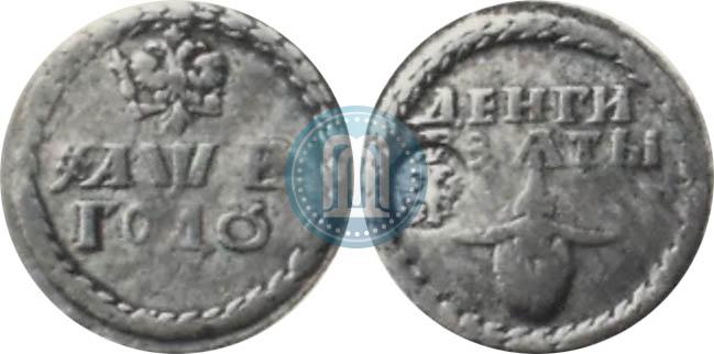 Picture Beard token coin 1705 year  "With overstrike"