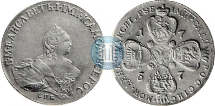 Фото 10 рублей 1757 года СПБ "Портрет работы Б. Скотта"