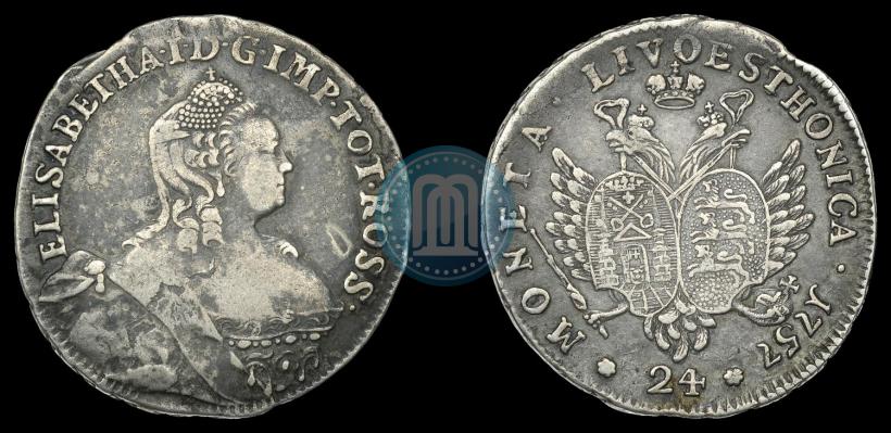 Picture 24 kopecks 1757 year  "For Livonia"