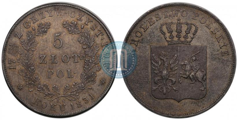 Picture 5 złotych 1831 year KG "Polish uprising"