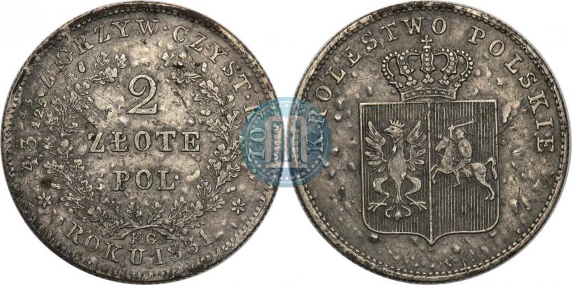 Picture 2 złote 1831 year KG "Polish uprising"