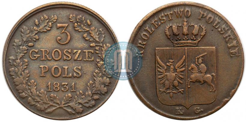 Picture 3 grosze 1831 year KG "Polish uprising"