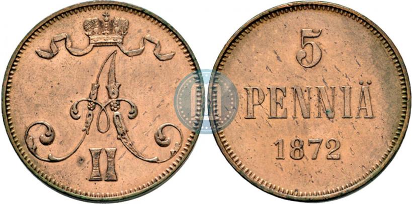 Picture 5 pennia 1872 year  