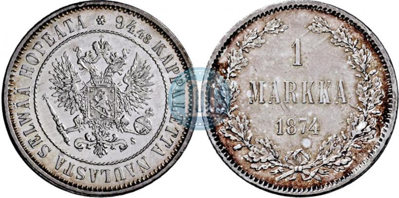 Picture 1 markka 1874 year S 