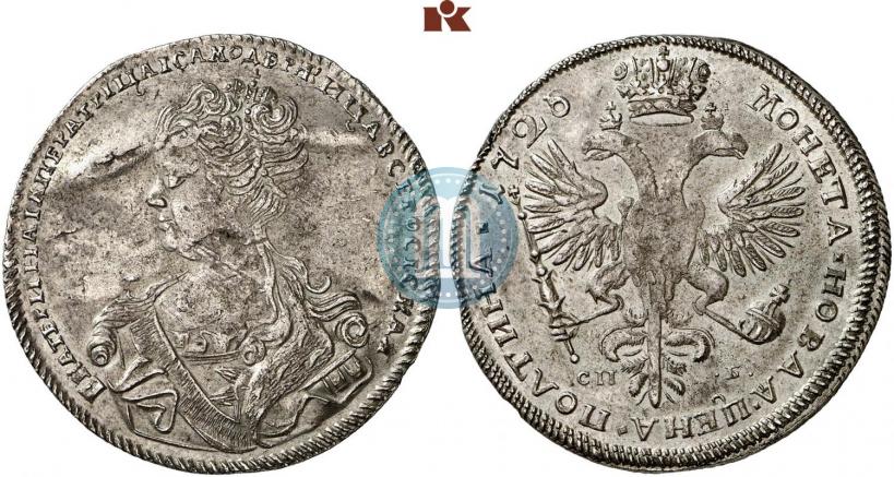 Фото Полтина 1726 года СПБ "Петербургский тип, портрет влево"