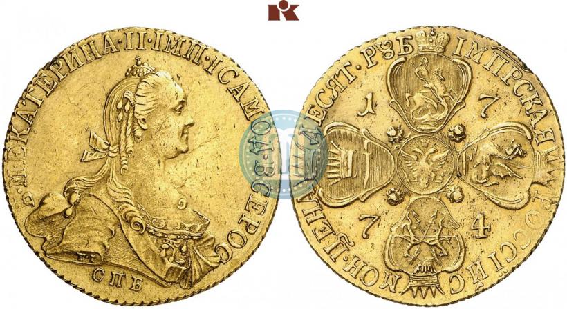 Picture 10 roubles 1774 year СПБ 