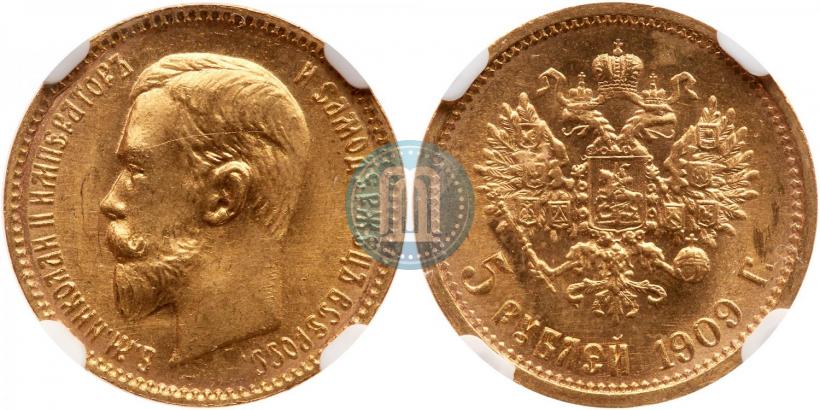 Picture 5 roubles 1909 year (ЭБ) 