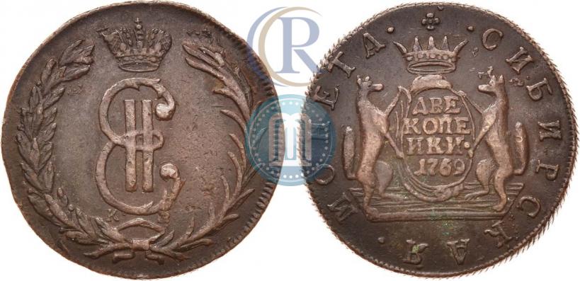 Фото 2 копейки 1769 года КМ 