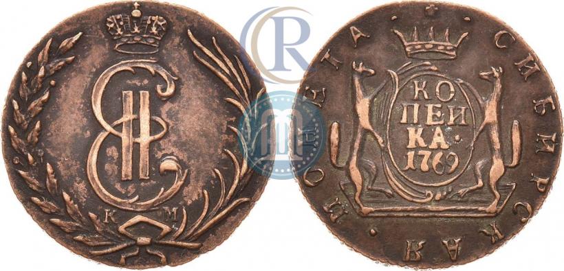 Picture 1 kopeck 1769 year КМ 
