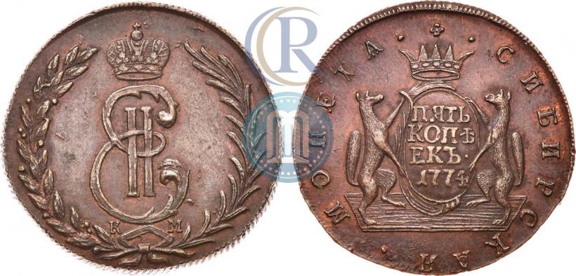 Picture 5 kopecks 1774 year КМ 