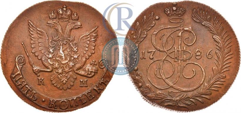 Фото 5 копеек 1786 года КМ 