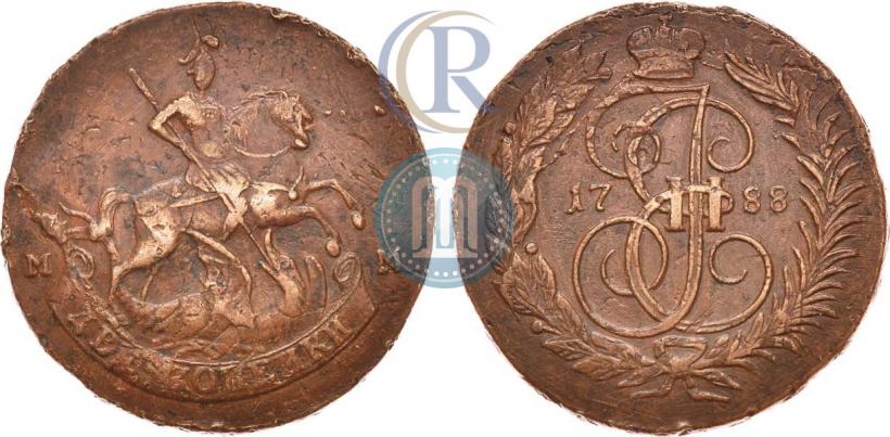 Фото 2 копейки 1788 года ММ 