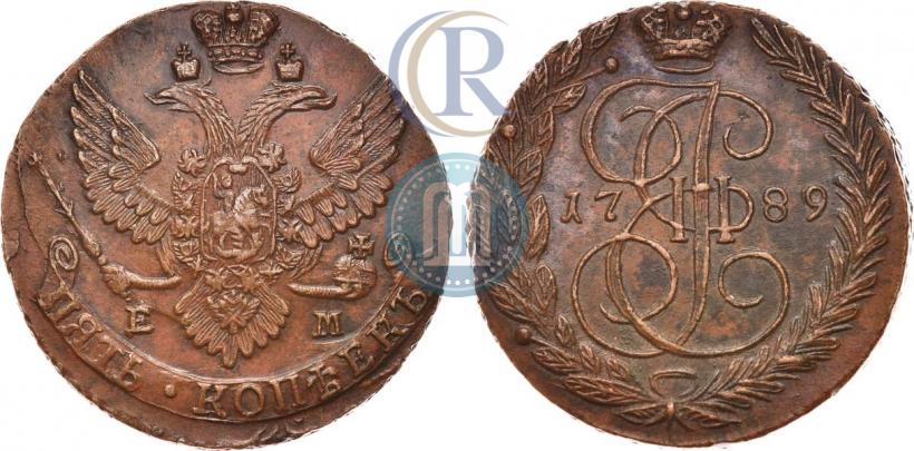 Picture 5 kopecks 1789 year ЕМ 