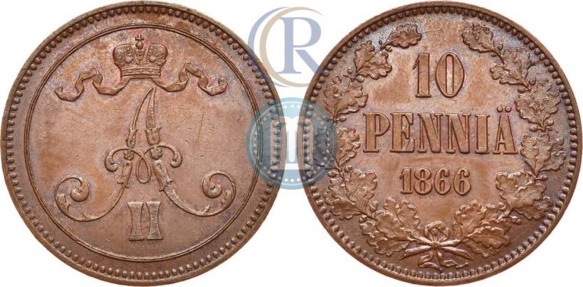 Picture 10 pennia 1866 year  