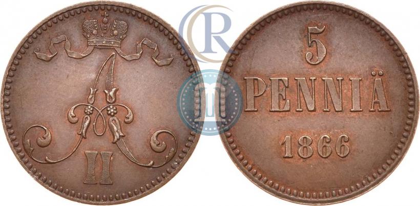 Фото 5 пенни 1866 года  