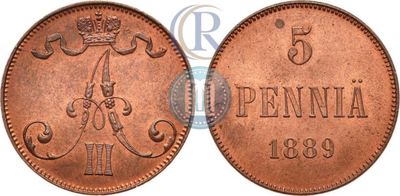 Фото 5 пенни 1889 года  