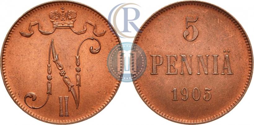 Picture 5 pennia 1905 year  