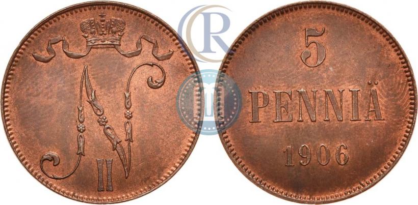 Picture 5 pennia 1906 year  