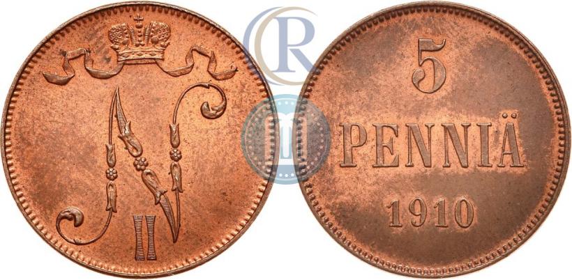 Picture 5 pennia 1910 year  