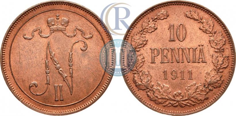 Picture 10 pennia 1911 year  