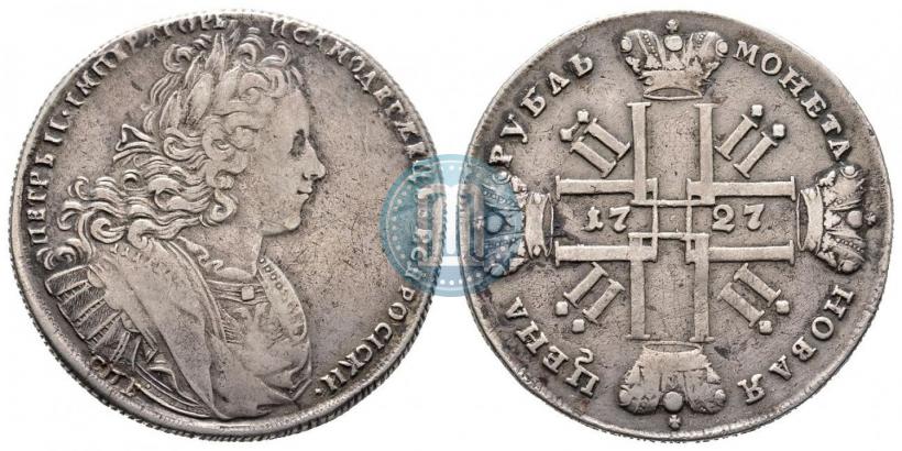 Фото 1 рубль 1727 года СПБ "Петербургский тип"