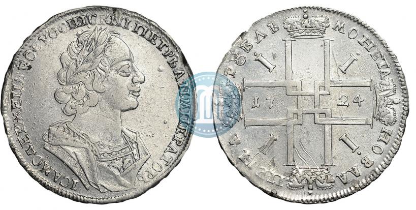 Фото 1 рубль 1724 года  "Портрет в античных доспехах"