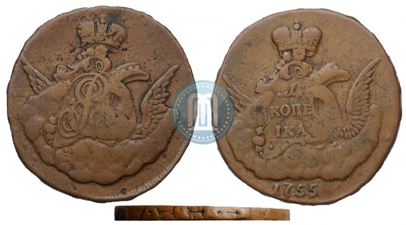 Фото 1 копейка 1755 года  