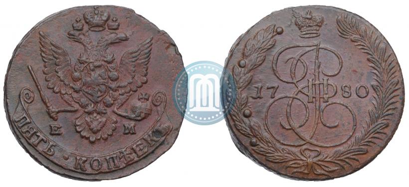 Picture 5 kopecks 1780 year ЕМ 
