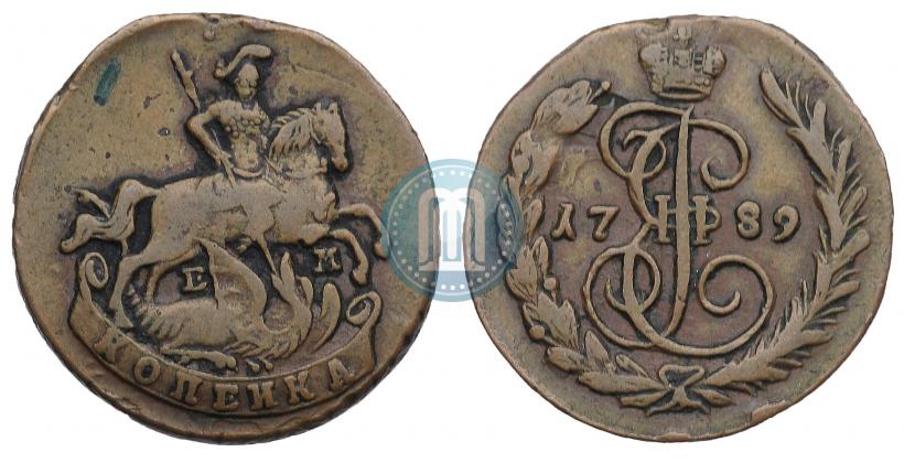 Picture 1 kopeck 1789 year ЕМ 