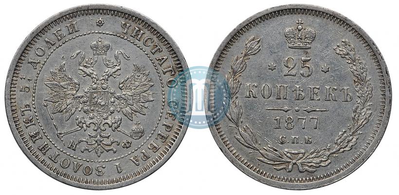 Фото 25 копеек 1877 года СПБ-НФ 