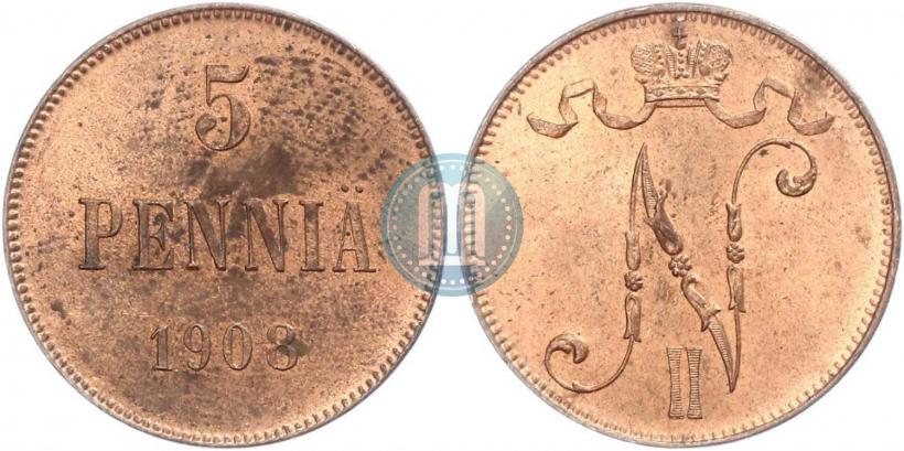Фото 5 пенни 1908 года  