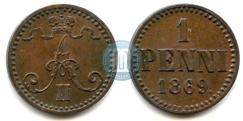 Фото 1 пенни 1869 года  