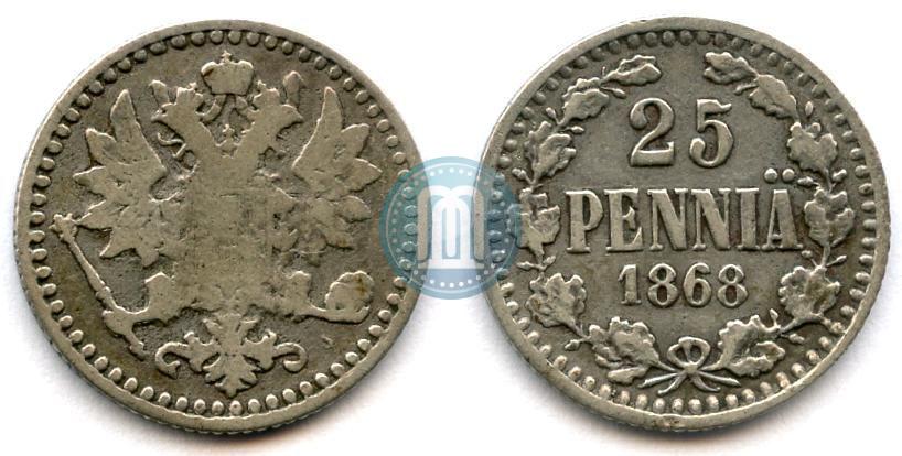Фото 25 пенни 1868 года S 