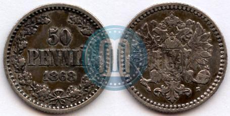 Фото 50 пенни 1868 года S 