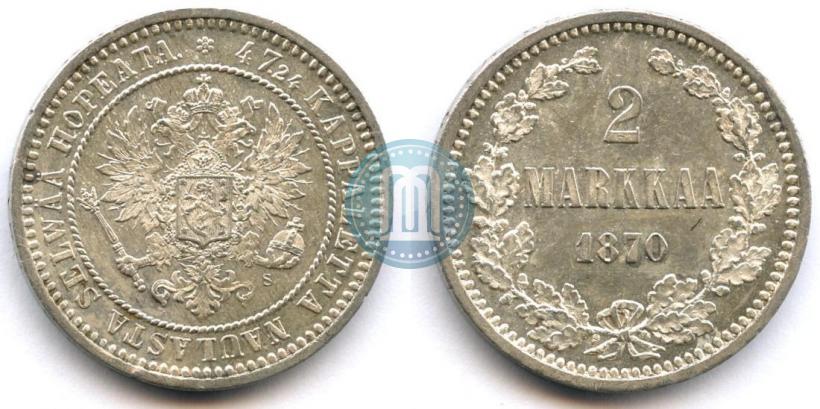 Picture 2 markkaa 1870 year S 