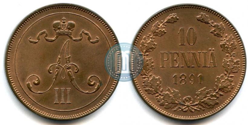 Picture 10 pennia 1891 year  