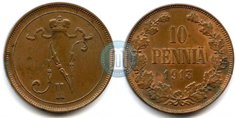Фото 10 пенни 1913 года  