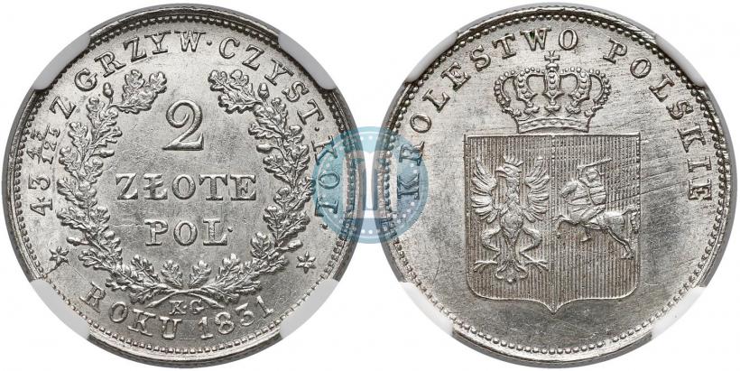 Picture 2 złote 1831 year KG "Polish uprising"