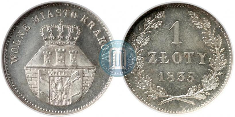 Picture 1 złoty 1835 year  "Free city of Kraków"