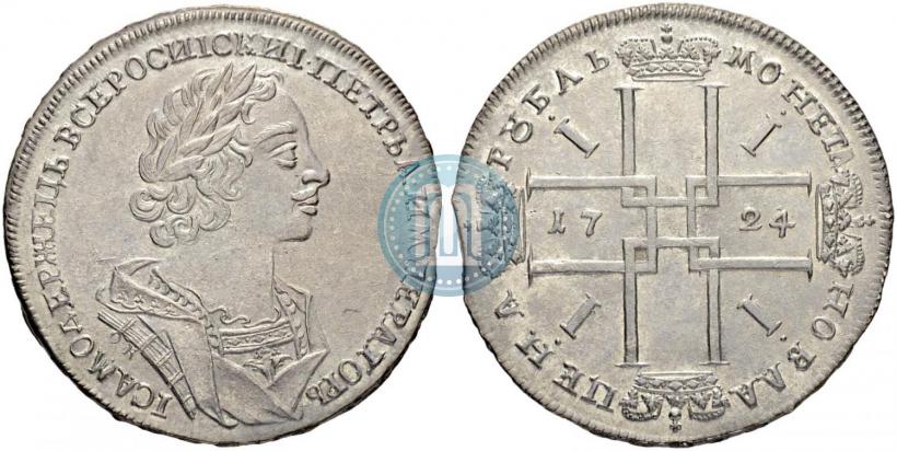 Фото 1 рубль 1724 года OK "Портрет в античных доспехах"