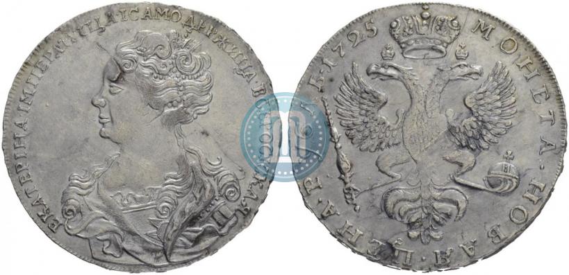 Фото 1 рубль 1725 года  "Московский тип, портрет влево"