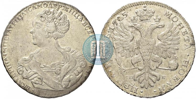 Фото 1 рубль 1725 года СПБ "Петербургский тип, портрет влево"