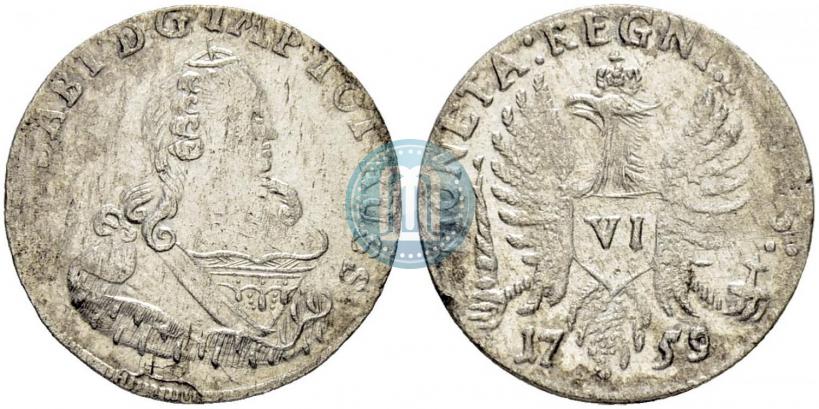 Фото 6 грошей 1759 года  