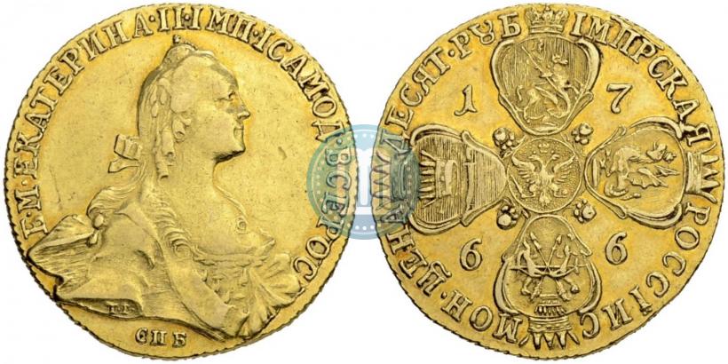Picture 10 roubles 1766 year СПБ 