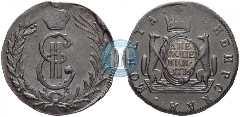 Фото 2 копейки 1776 года КМ 
