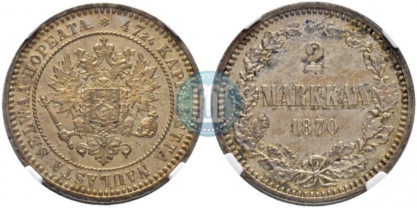 Picture 2 markkaa 1870 year S 