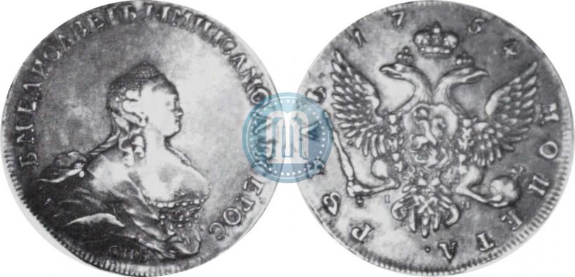 Фото 1 рубль 1754 года СПБ-IМ "Портрет работы Бенджамина Скотта"
